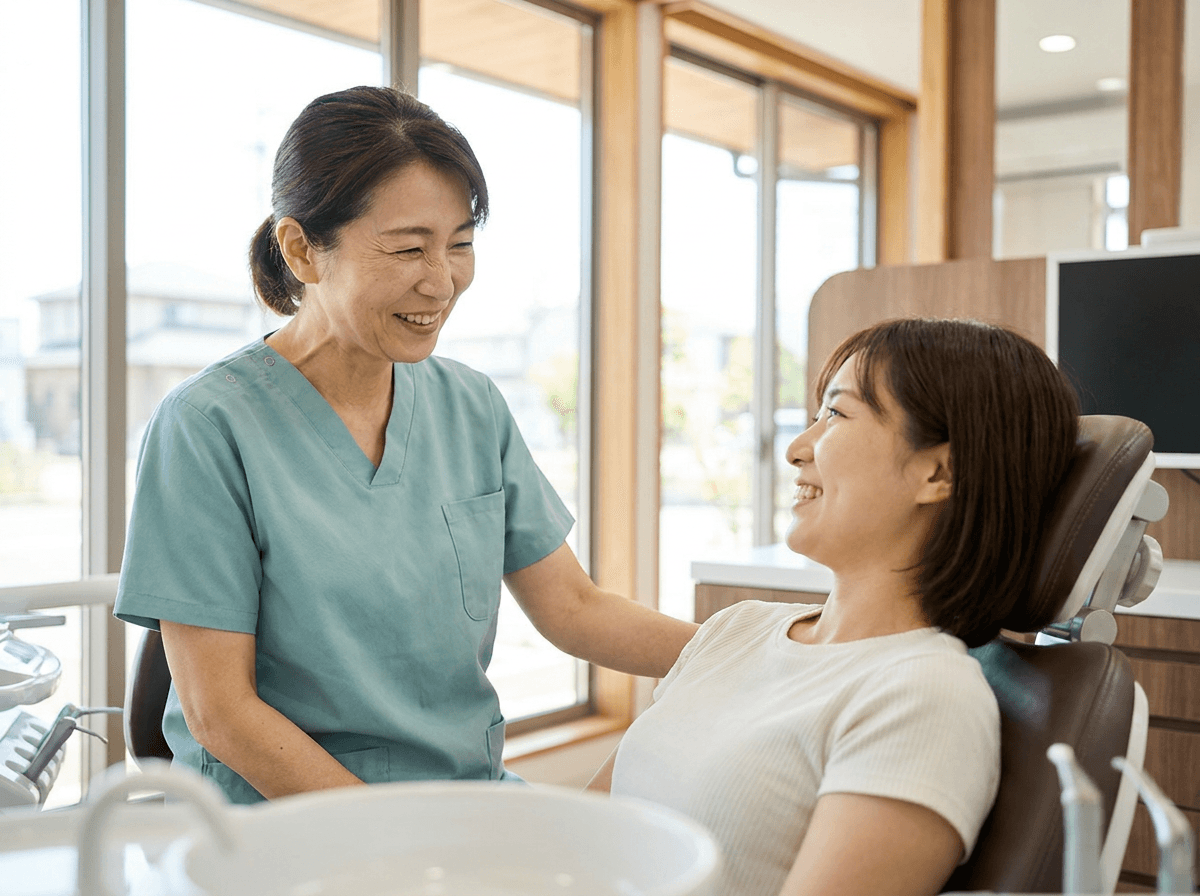 Comfortable dental treatment room with soft lighting