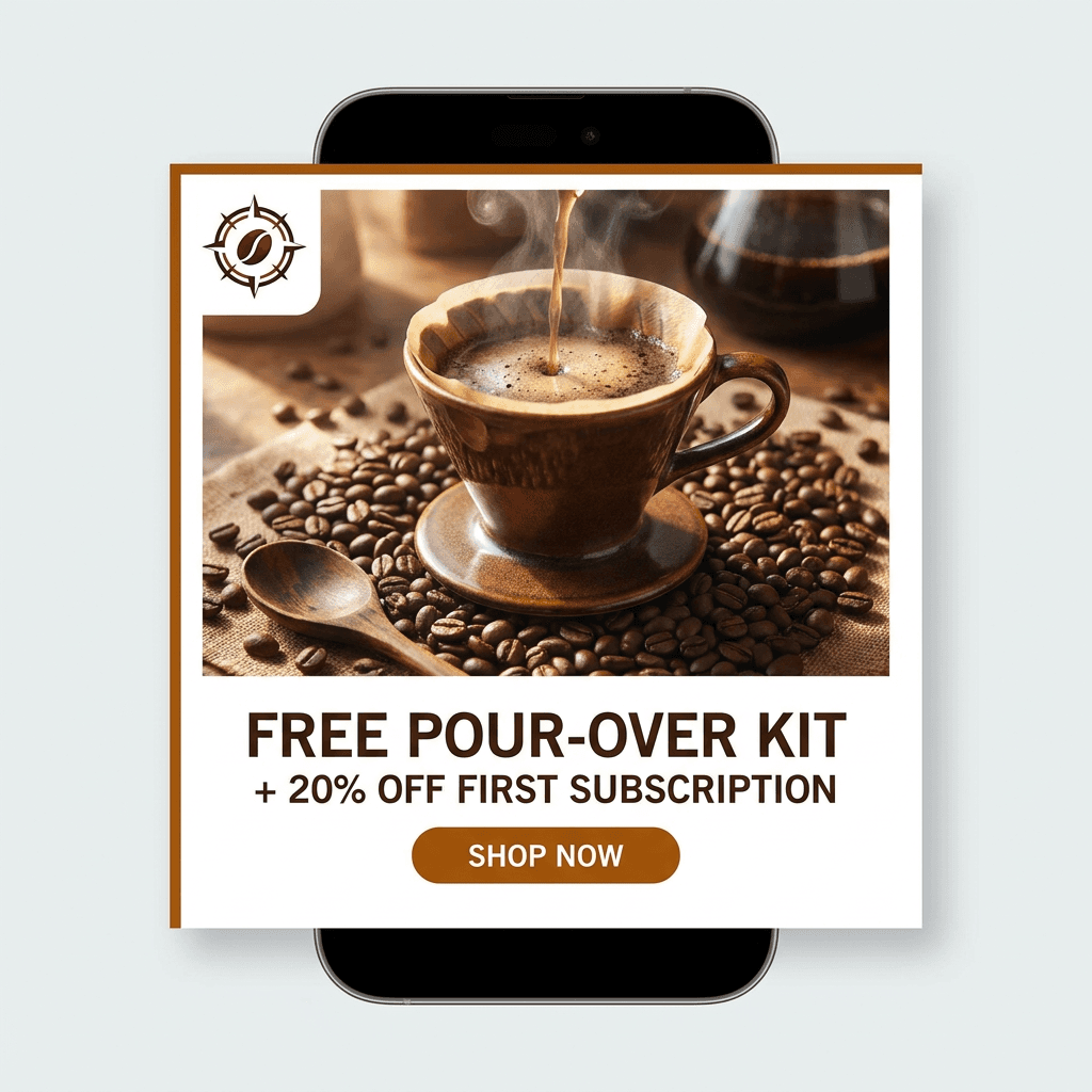 Paid-social ad concept for a coffee brand, an example of the ad work we produce